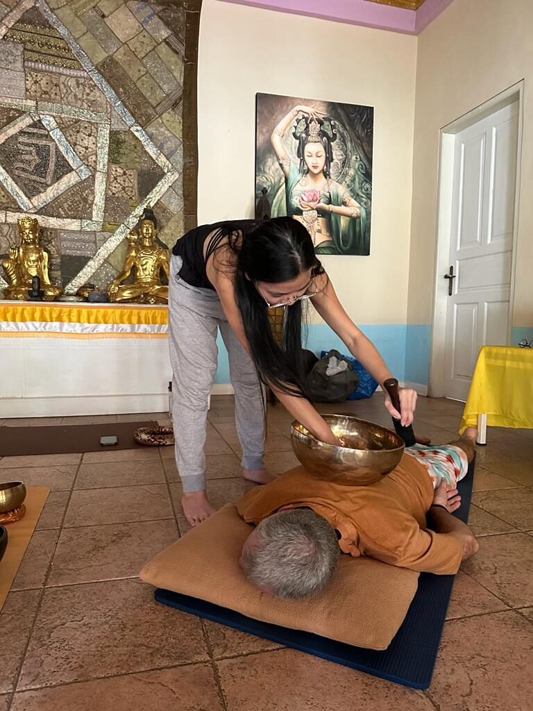 A sound healing session